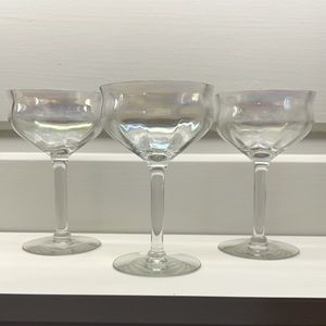 Set of 3 Champagne Glasses— mid century modern, iridescent.